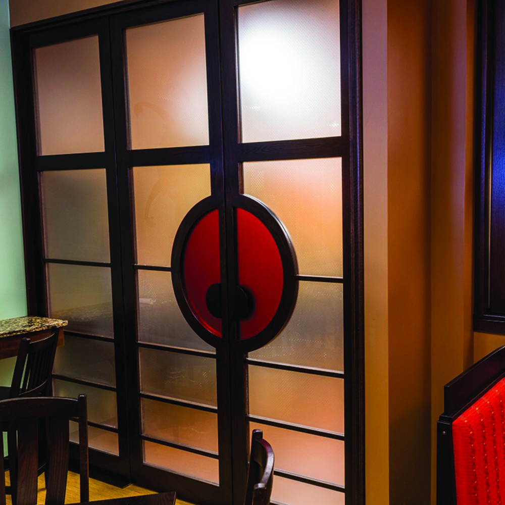 Obscure and frosted acrylic privacy panels